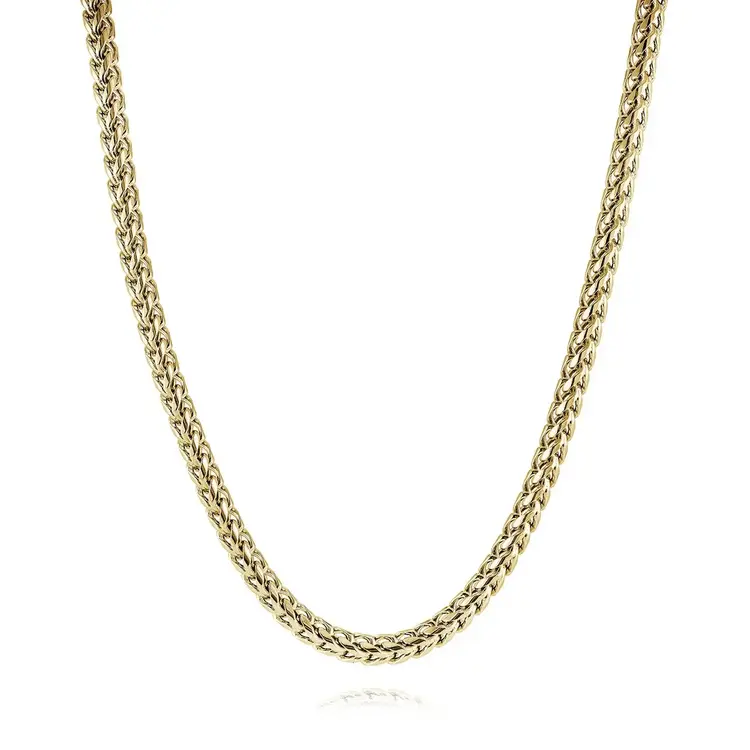 SYN5-20 ITALGEM GOLD-IP STAINLESS STEEL 5MM-ROUND FRANCO 20"-POLISHED NECKLACE