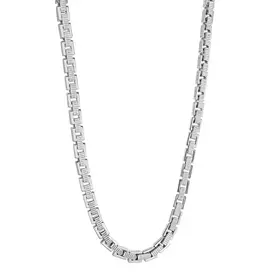 SN104-24 ITALGEM STAINLESS STEEL TEXTURE-BRUSHED 6.5MM-CUBOID-LINK 24"-CHAIN