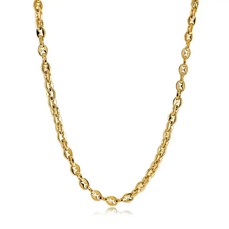 SYN113-22+2 ITALGEM GOLD-IP-STAINLESS STEEL 6MM-BEAN-LINK 22+2"-CHAIN