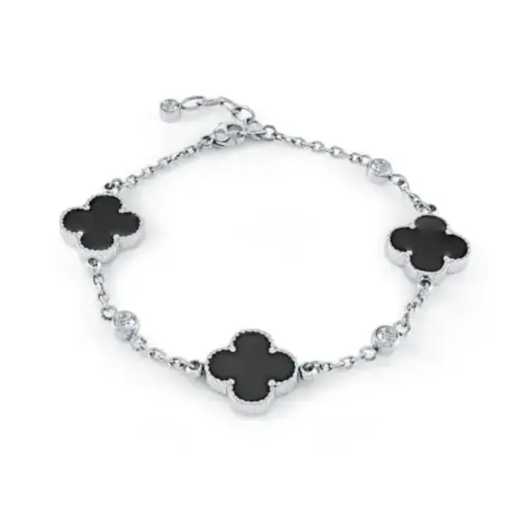 SWB2318 ITALGEM STAINLESS STEEL LUCKY-CLOVER RESIN 7+1"-BRACELET