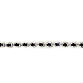 20442 14K WHITE GOLD PEAR SHAPE SAPPHIRE AND DIAMOND BRACELET