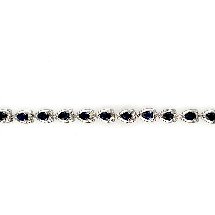 20442 14K WHITE GOLD PEAR SHAPE SAPPHIRE AND DIAMOND BRACELET