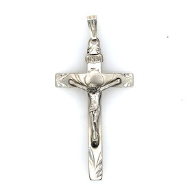 80182 STERLING SILVER SQUARE EDGES SATIN FINISH DIAMOND CUT LEAF DESIGN