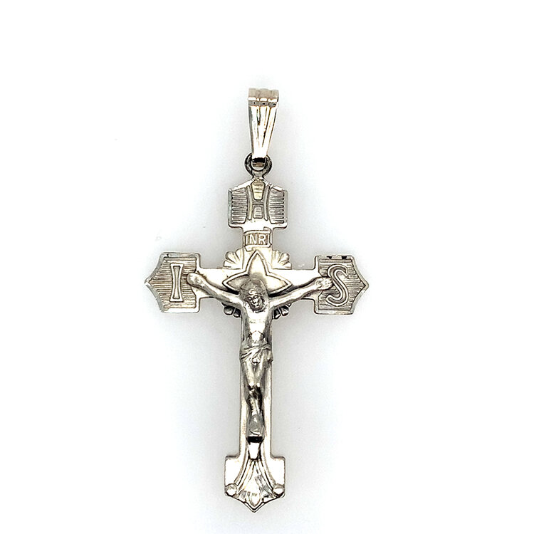 80184 STERLING SILVER POINTY EDGES IHS CRUCIFIX