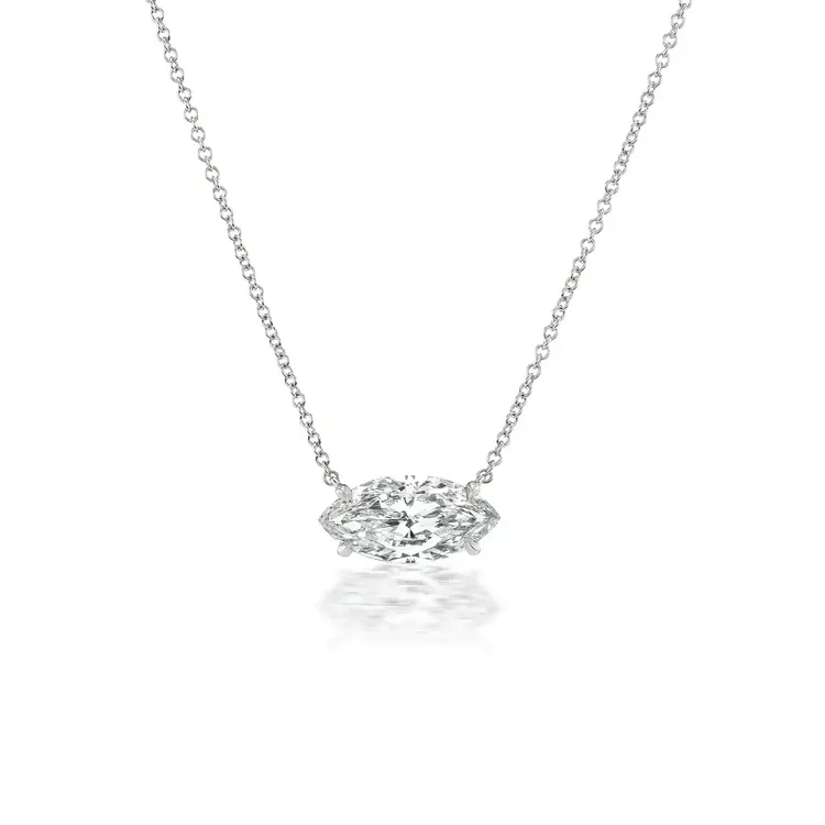 70608 14K WHITE GOLD .47CT MARQUISE DIAMOND SOLITAIRE PENDANT (I/SI2)
