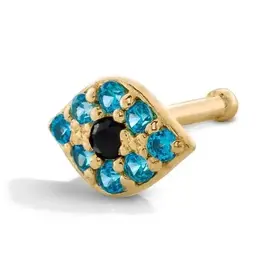 31559 14K YELLOW GOLD EVIL EYE NOSE RING POST