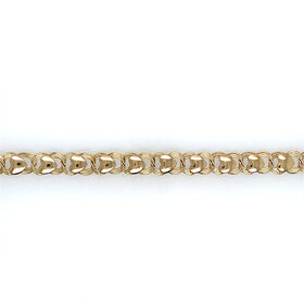 25054 14K YELLOW GOLD HEART CHARM LINK BRACELET 7''