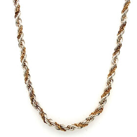 80188 TIFFANY & CO 18'' 18K YELLOW GOLD AND STERLING SILVER TWIST ROPE  CHAIN NECKLACE WITH MATCHING BRACELET 7.25'' SET