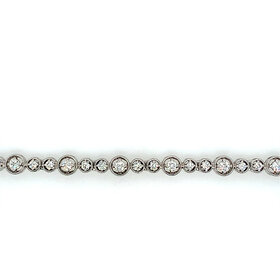20456 14K WHITE GOLD 1.5CT DIAMOND ROUNDED MILGRAIN FINISH  LINK BRACELET