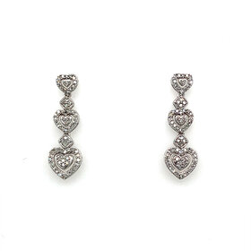 31562 14K WHITE GOLD .30CT DIAMOND TRIPLE DANGLING SCREW BACK STUDS