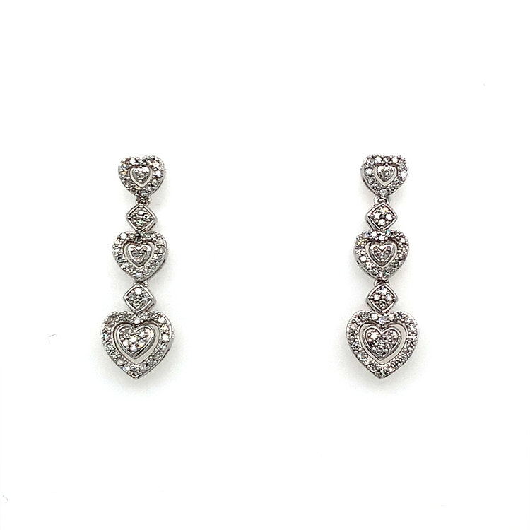 31562 14K WHITE GOLD .30CT DIAMOND TRIPLE DANGLING SCREW BACK STUDS