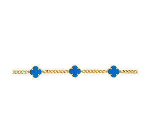 TERAFIGHT GROWLIST ブレスレット ブルー 20459 14K YELLOW GOLD 9MM TURQUOISE CLOVER BRACELET (5) - Gemelli