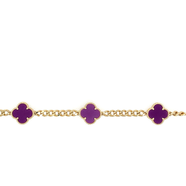 20458 14K YELLOW GOLD 9MM PURPLE CLOVER BRACELET (5)