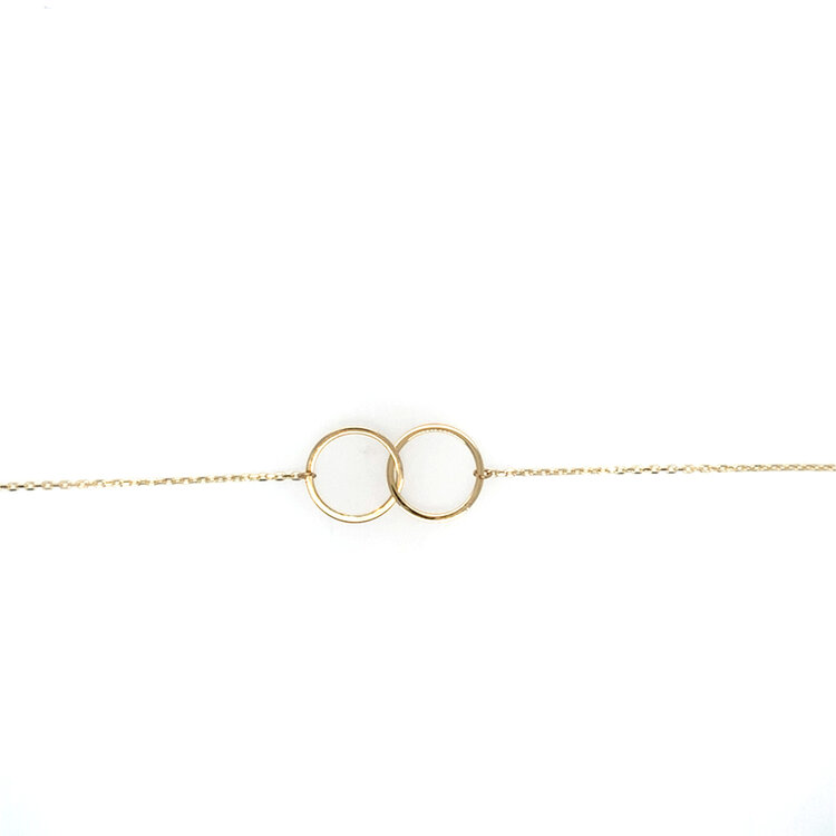 20462 14K YELLOW GOLD INTERLOCKING OPEN CIRCLES BRACELET (7"+.5"EXT)