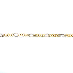 20463 14K TWO TONE HIGH POLISHED YELLOW AND YURMAN STYLE WHITE GOLD LINK BRACELET