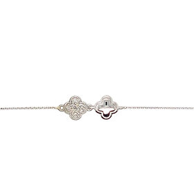 20464 14K WHITE GOLD .08CT DIAMOND DOUBLE CLOVER BRACELET