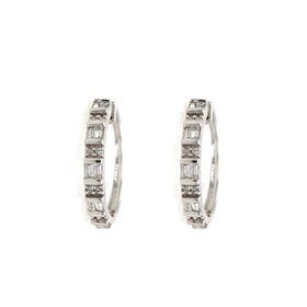 31569 14K WHITE GOLD .50CT DIAMOND ALTERNATING BAGUETTE AND ROUND HOOPS