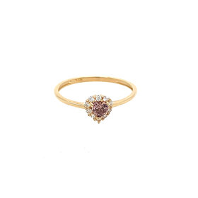 40464 14K YELLOW GOLD PURPLE HEART WITH CUBIC ZIRCONIA HALO CHILDRENS RING