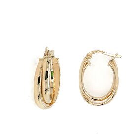 31570 14K YELLOW GOLD DOUBLE TWISTED HIGH POLISHED OBLONG HOOPS
