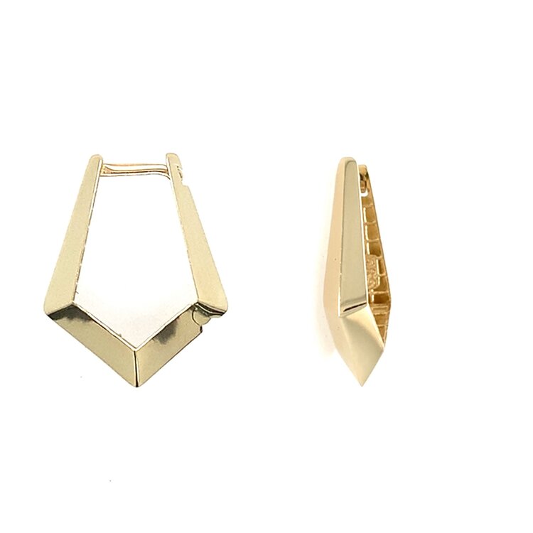 31571 14K YELLOW GOLD HIGH POLISHED POINTED GEOMETRIC SHAPE HOOPS