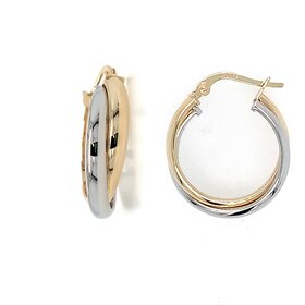 31572 14K TWO TONE HIGH POLISHED DOUBLE TWISTED HOOPS