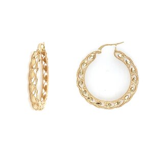 31575 14K YELLOW GOLD 1.25" TURKISH NUGGET  HOOPS