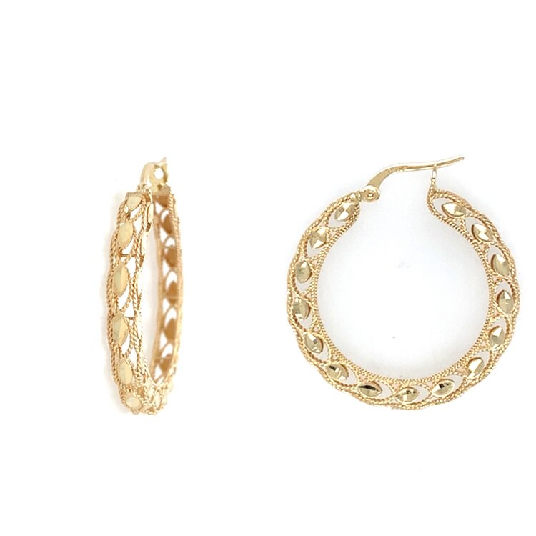 31575 14K YELLOW GOLD 1.25" TURKISH NUGGET  HOOPS