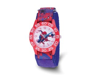 XWA6420 Marvel Spider-Man Kids Red/Blue Nylon Time Teacher Watch