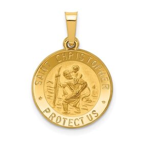 77402 14K POLISH AND SATIN HOLLOW SAINT ANTHONY MEDAL PENDANT