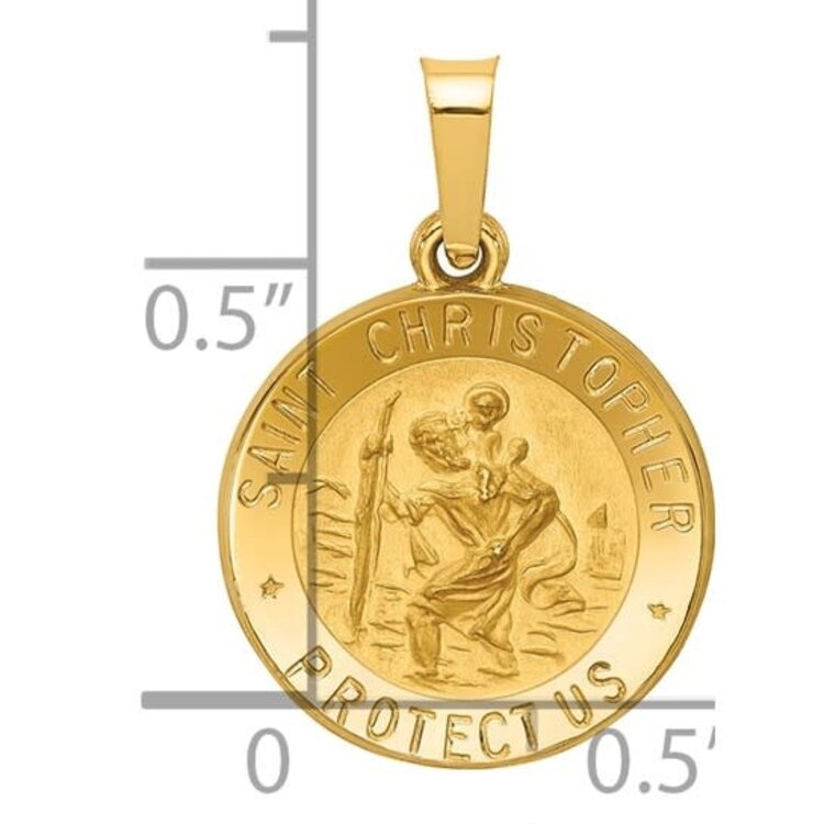 77402 14K POLISH AND SATIN HOLLOW SAINT ANTHONY MEDAL PENDANT