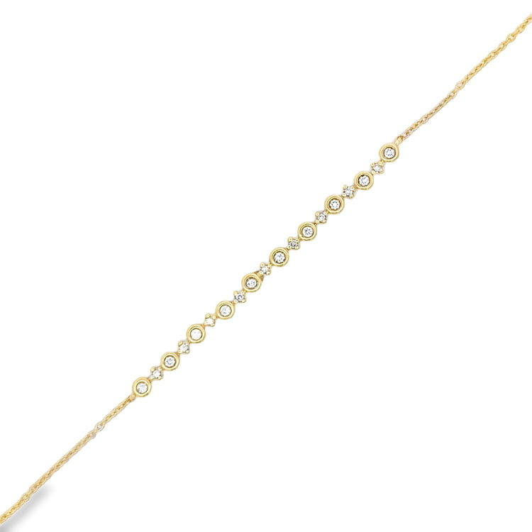 20466 14K YELLOW GOLD .20TCW DIAMOND FANCY BEZEL SET LINK BRACELET