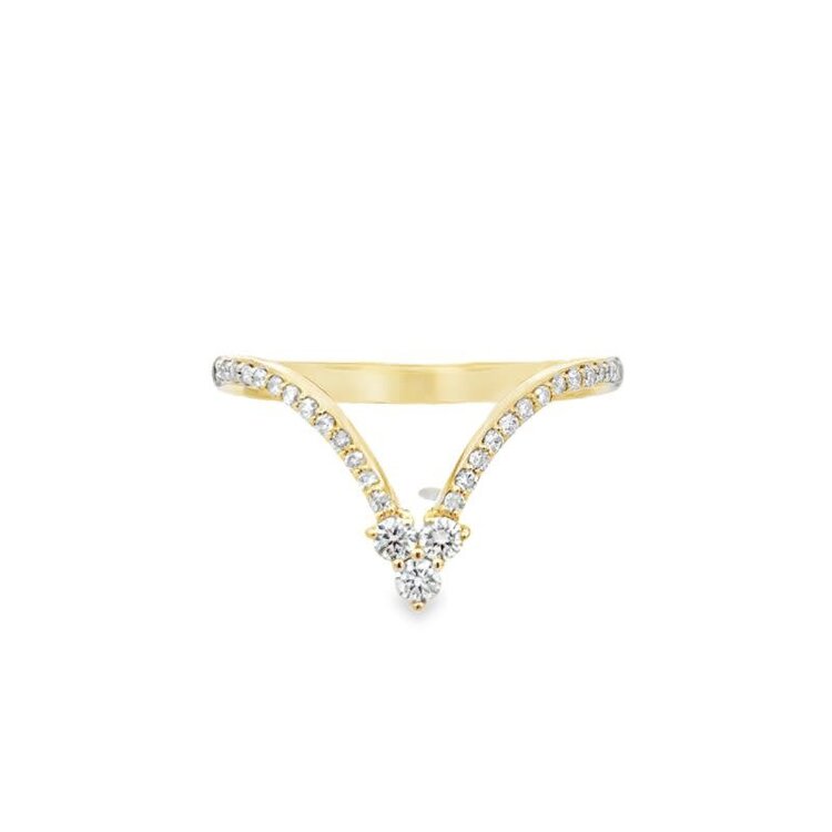 40474 14K YELLOW GOLD .25CTW DIAMOND CHEVRON LADIES RING