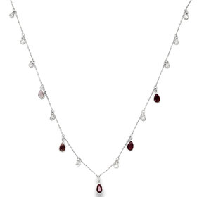 70776 10K WHITE GOLD .15CTW DIAMOND HEART HORNS AND TAIL EMERALD NECKLACE