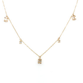 60216 14K YELLOW GOLD .50TCW DIAMOND DANGLING BAGUETTE BARS NECKLACES