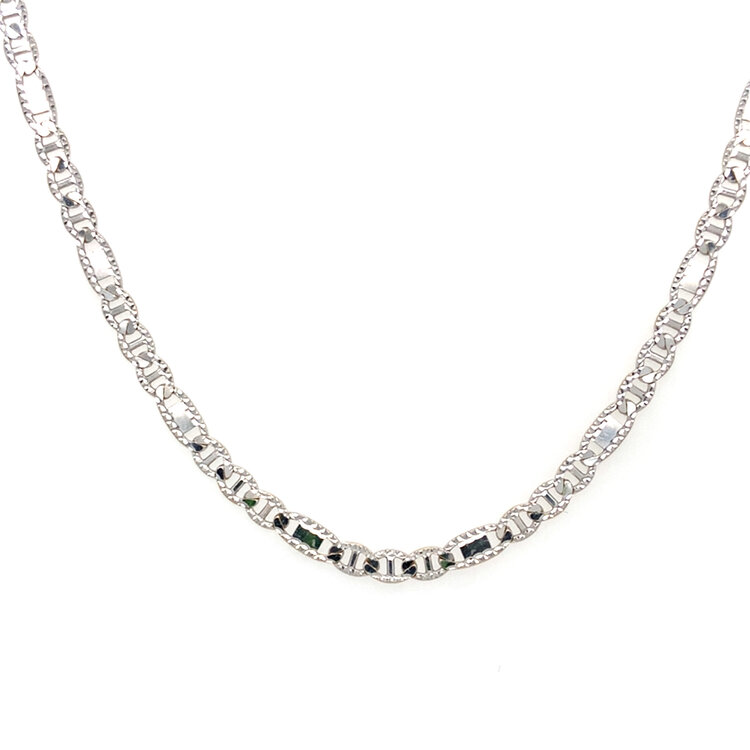 50474 14K WHITE GOLD 20'' FIGARUCCI DIAMOND CUT LINK CHAIN