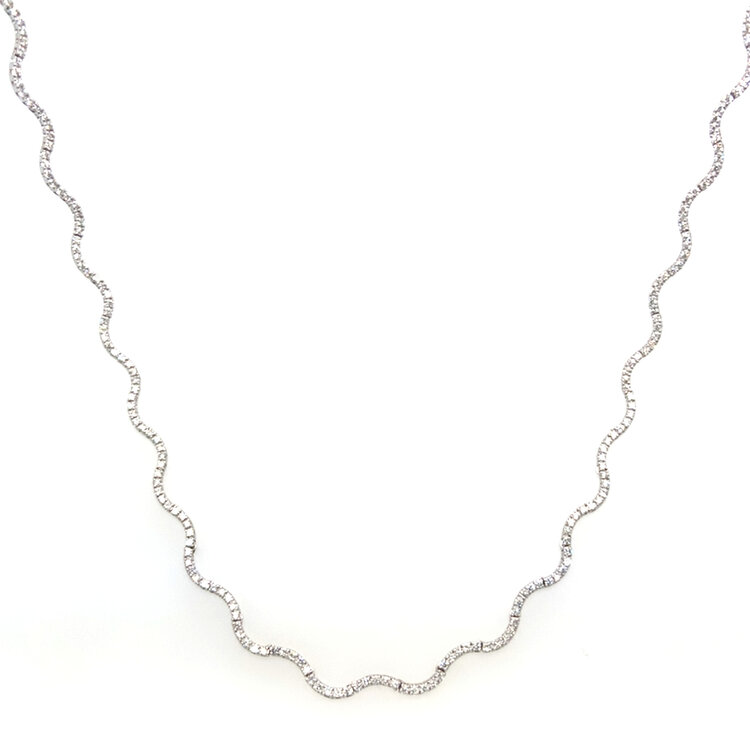 60212 14K WHITE GOLD 2.05CTW DIAMOND WAVY TENNIS NECKPIECE