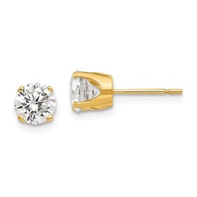 31581 14K YELLOW GOLD CUBIC ZIRCONIA ROUND 5MM TRADICIONAL SETTING PUSH BACK STUDS