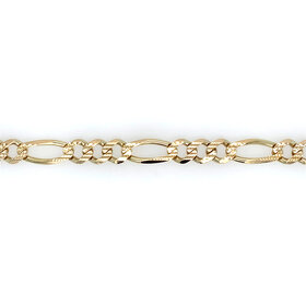 25055 14K YELLOW GOLD DIAMOND CUT FIGARO 7.2MM LINK BRACELET 8.25''