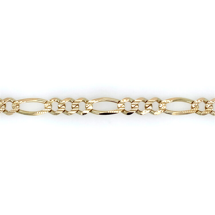 25055 14K YELLOW GOLD DIAMOND CUT FIGARO 7.2MM LINK BRACELET 8.25''