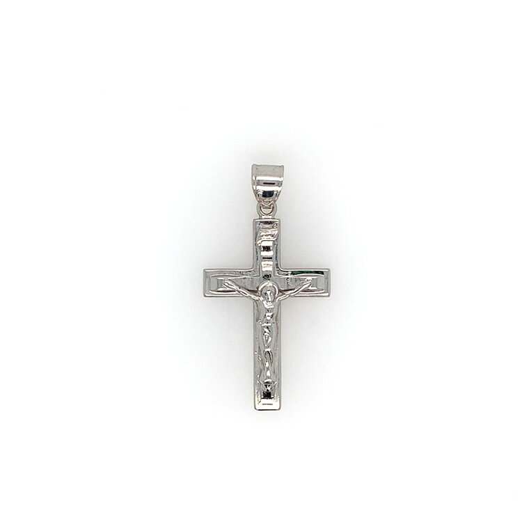77403 14K WHITE GOLD SQUARE EDGES CRUCIFIX