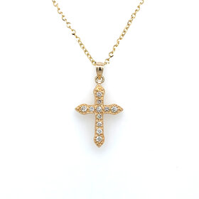 70789 14K TWO TONE .21CTW DIAMOND RHOMBUS SHAPE CUT OUT SLIDE PENDANT NEKCLACE