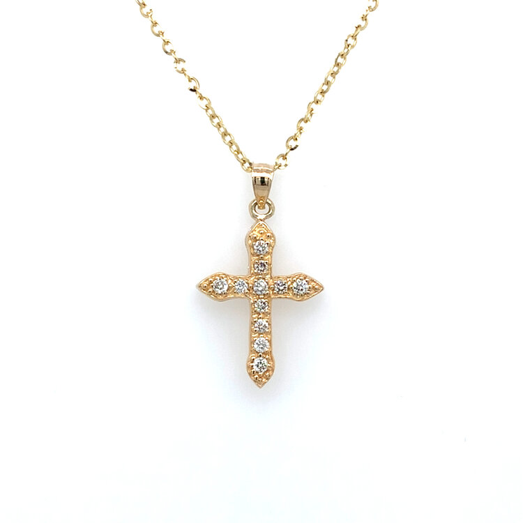70789 14K TWO TONE .21CTW DIAMOND RHOMBUS SHAPE CUT OUT SLIDE PENDANT NEKCLACE