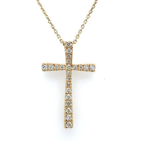 70623 14K YELLOW GOLD .30TCW COMMON PRONG RAISED EDGES CROSS SET