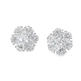 31582 14K WHITE GOLD 4CT F SI1 CLUSTER STUDS
