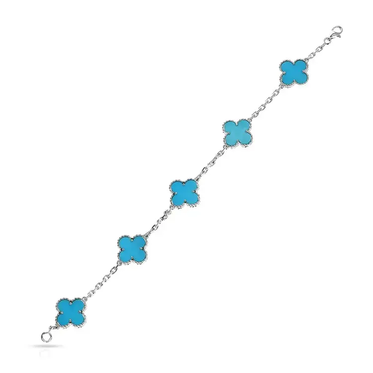 80194 STERLING SILVER 9MM BLUE 5 CLOVER BRACELET