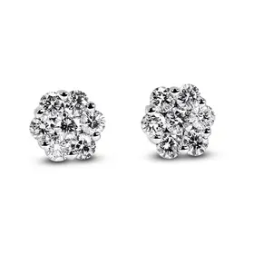 80206 STERLING SILVER CUBIC ZIRCONIA CLUSTER SCREW BACK STUDS 6MM