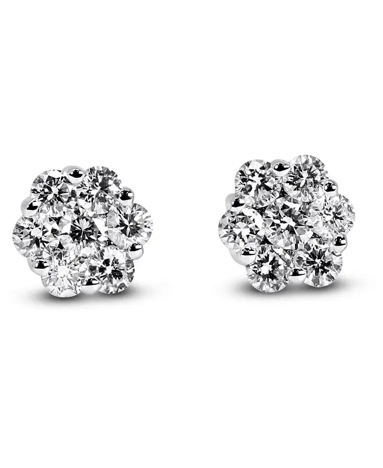 80206 STERLING SILVER CUBIC ZIRCONIA CLUSTER SCREW BACK STUDS 6MM