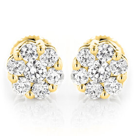 80207 STERLING SILVER GOLD PLATED CUBIC ZIRCONIA CLUSTER SCREW BACK STUDS 6MM