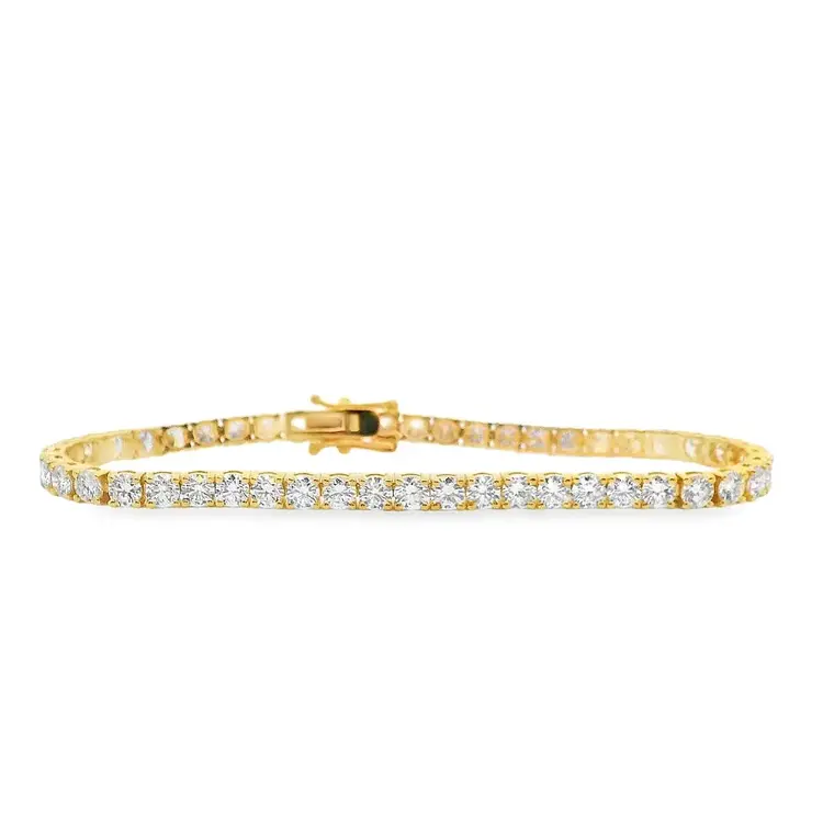 80211 STERLING SILVER GOLD PLATED CUBIC ZIRCONIA 3MM COMMON PRONG TENNIS BRACELET 8''