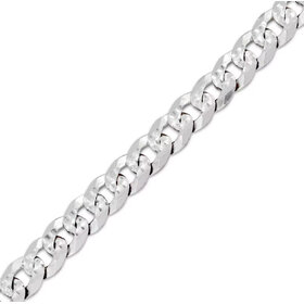 80215 STERLING SILVER 20'' DIAMOND CUT CUBAN LINK ONE SIDE CHAIN 4MM